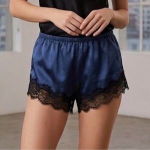 Elegant Satin boxer shorts with Black Lace Trim